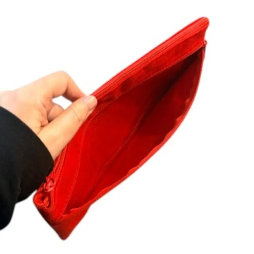 Vintage Mark Cross Red Canvas Zipper Pouch Dopp Kit Travel Bag Organizer Italy